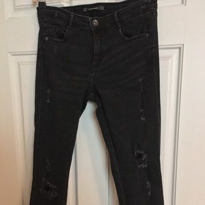Zara black distressed jeans